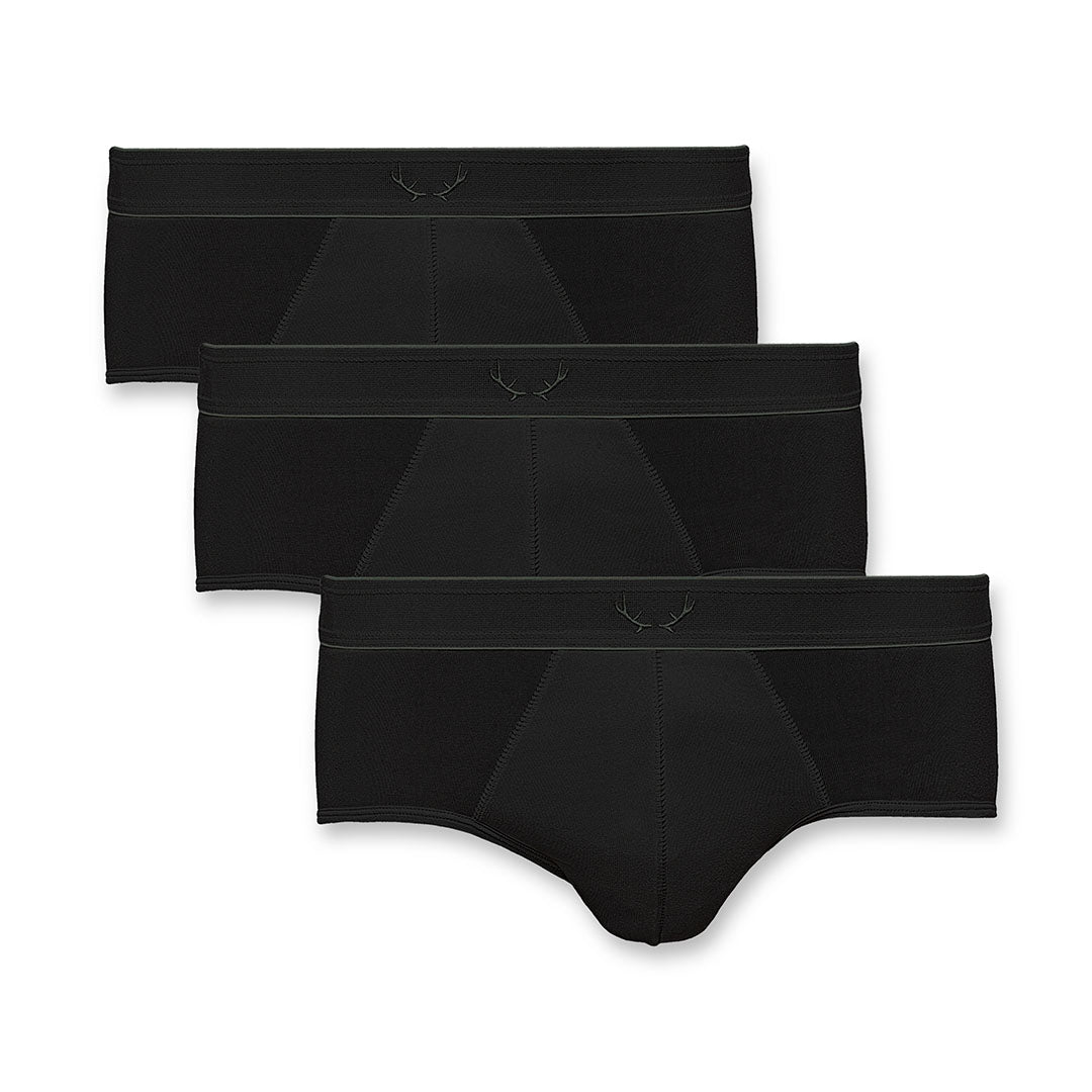 Bluebuck pack of 3 black recycled cotton briefs