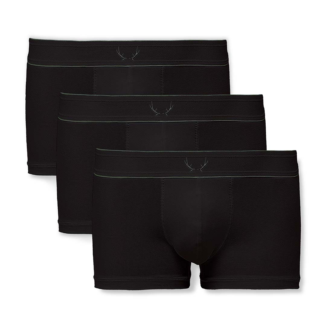  Bluebuck pack of 3 black recycled cotton trunks