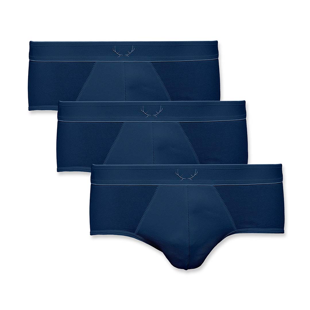 Bluebuck pack of 3 dark blue recycled cotton briefs