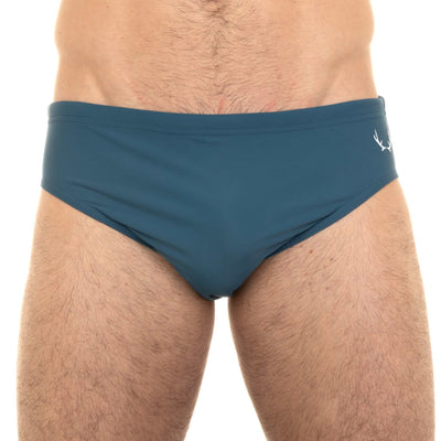 Teal recycled nylon swim brief for men