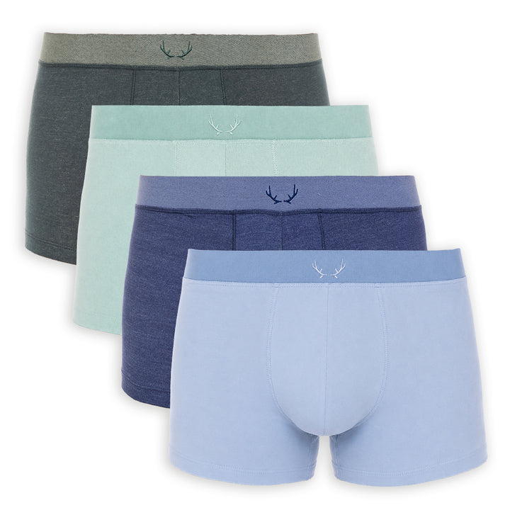 4 pairs of men's Tencel trunks - blue & green