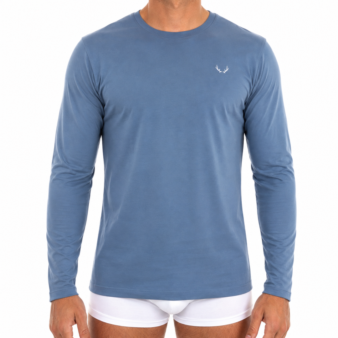 Long sleeves moonlight blue T-shirt for men