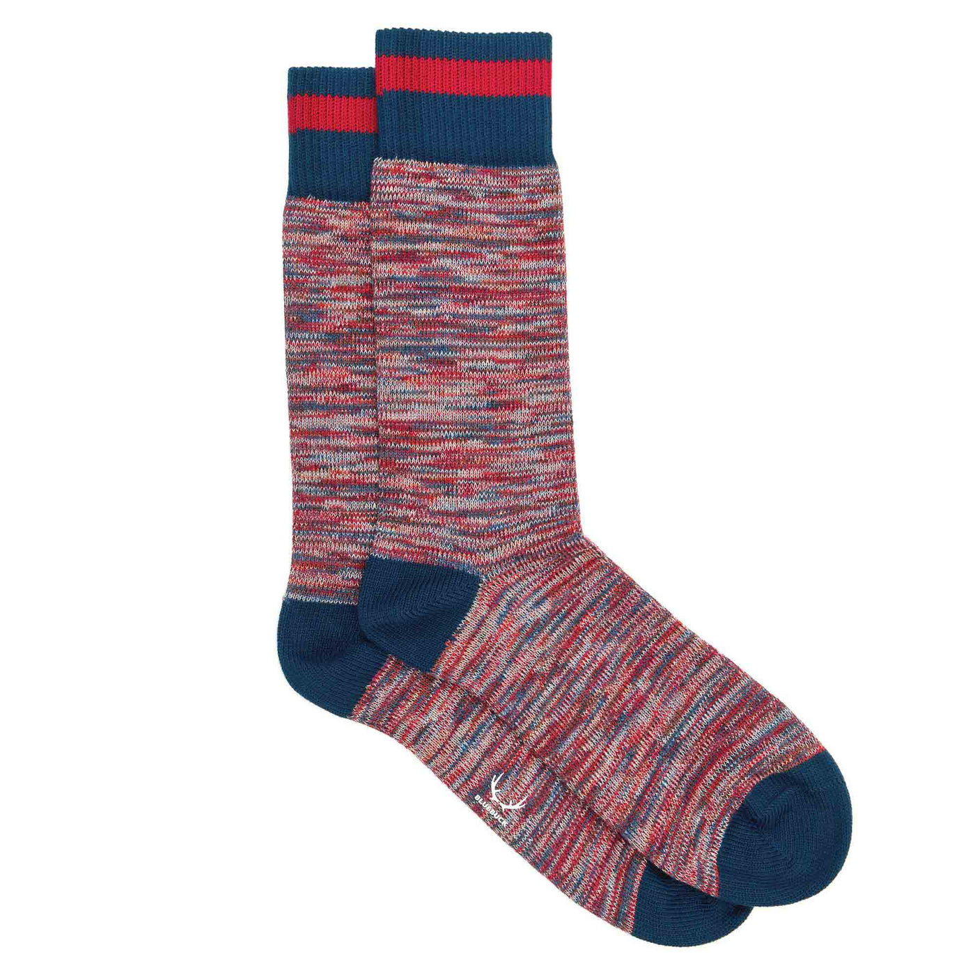 Blue and red organic cotton men"s socks