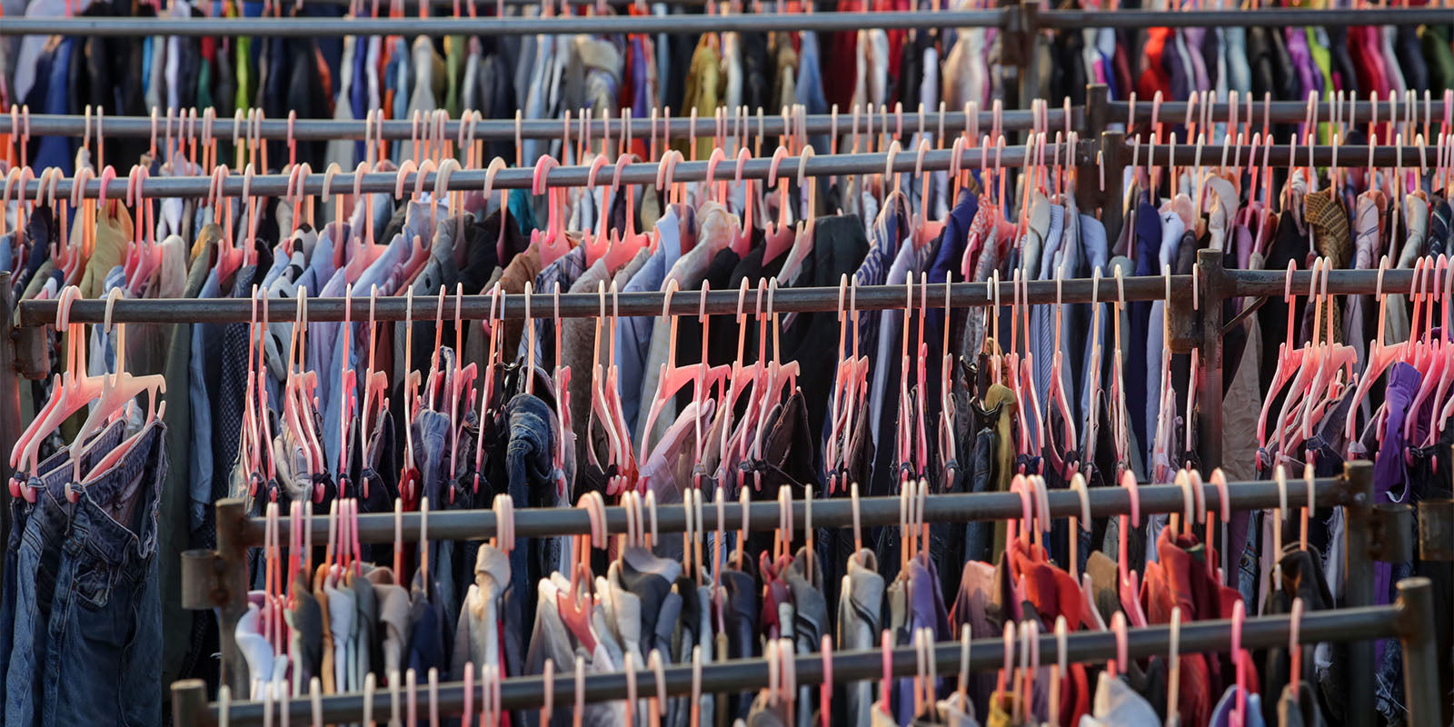 Fast fashion racks of clothes