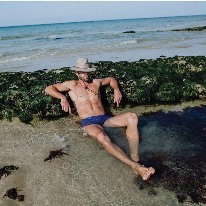 Boxer de bain homme bleu vert en nylon recyclé - BLUEBUCK