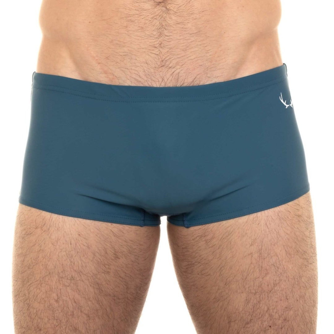 Boxer de bain homme bleu vert en nylon recyclé - BLUEBUCK