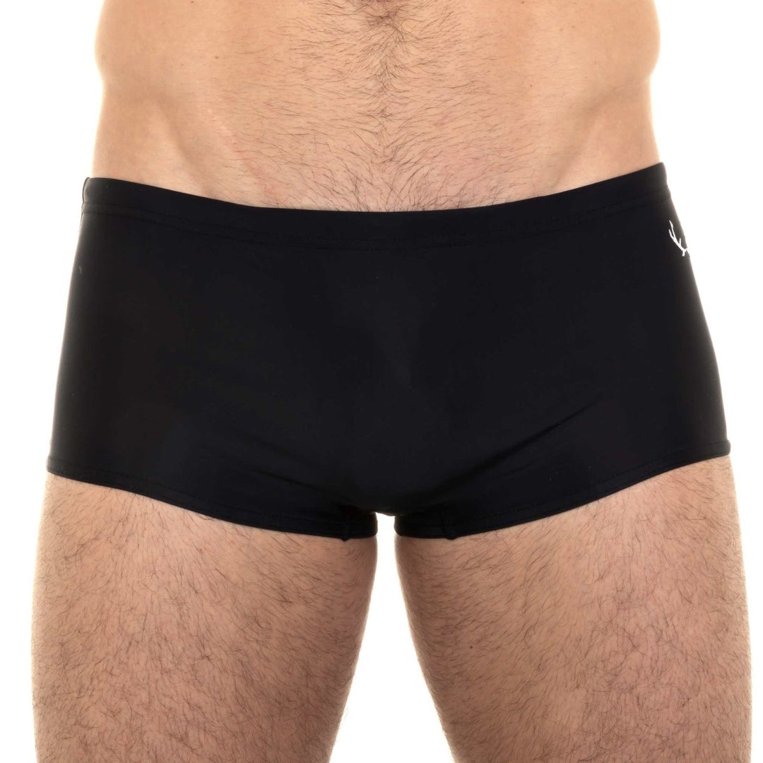 Black recycled nylon men s swim trunk BLUEBUCK