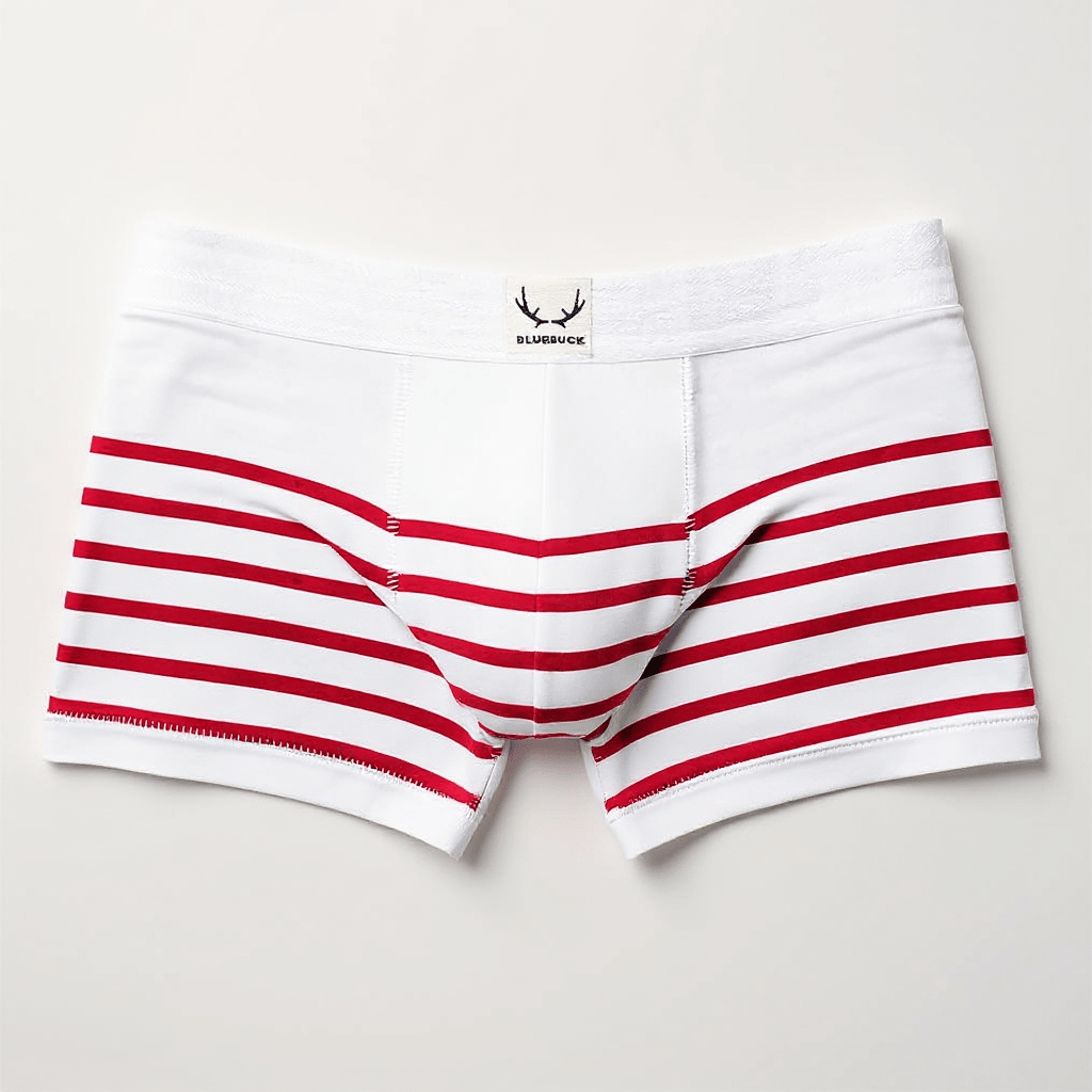 Boxer homme en coton bio blanc - rayures rouges - BLUEBUCK