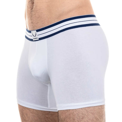 Boxer long homme blanc en coton bio - BLUEBUCK