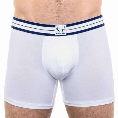 Boxer long homme blanc en coton bio - BLUEBUCK