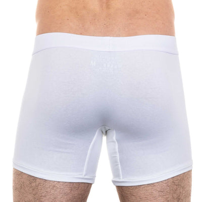 Boxer long homme blanc en coton recyclé - BLUEBUCK