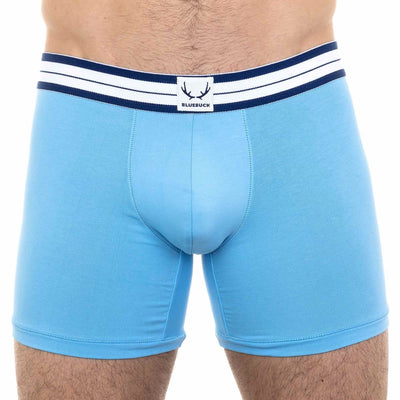 Boxer long homme bleu ciel en coton bio - BLUEBUCK