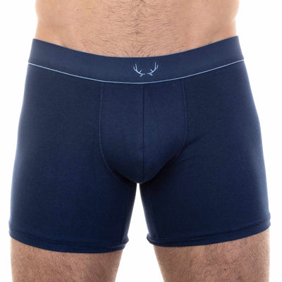 Boxer long homme bleu foncé en coton recyclé - BLUEBUCK