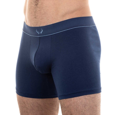 Boxer long homme bleu foncé en coton recyclé - BLUEBUCK