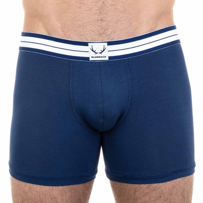 Boxer long homme bleu marine en coton bio - BLUEBUCK