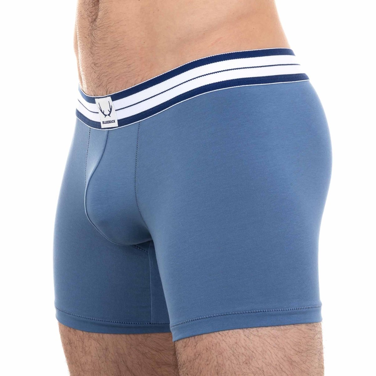 Boxer long homme classique bleu lune en coton bio - BLUEBUCK