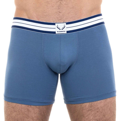 Boxer long homme classique bleu lune en coton bio - BLUEBUCK