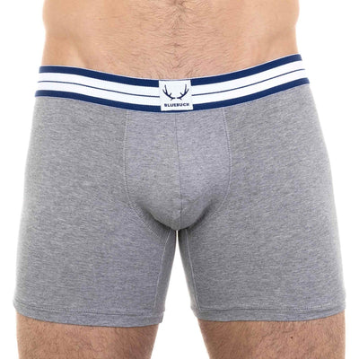 Boxer long homme gris en coton bio - BLUEBUCK