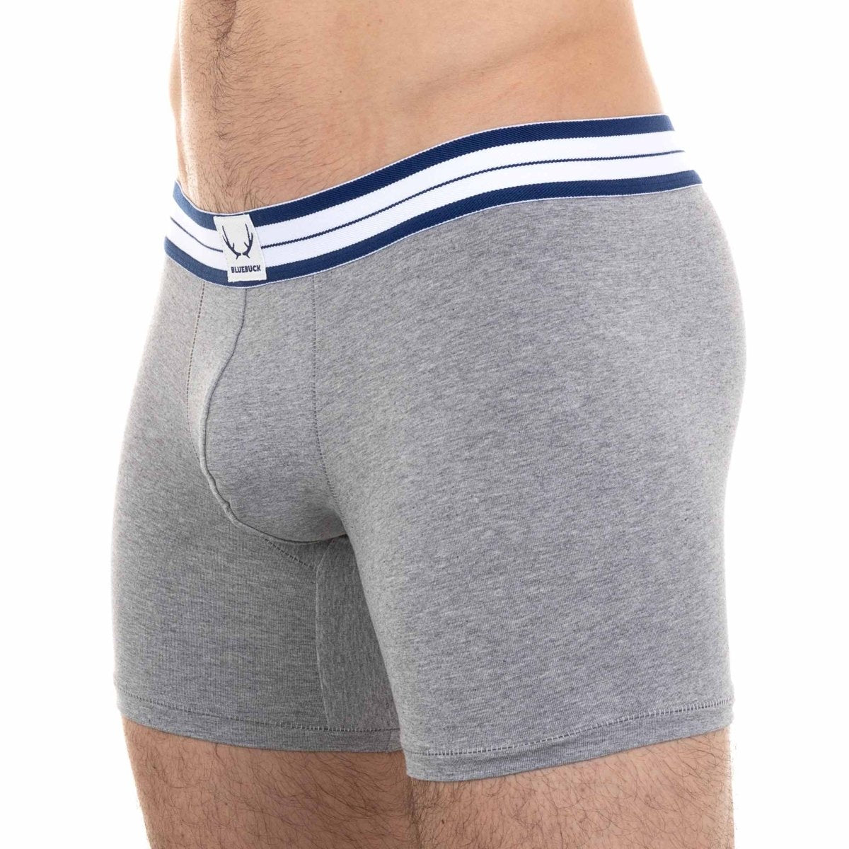 Boxer long homme gris en coton bio - BLUEBUCK