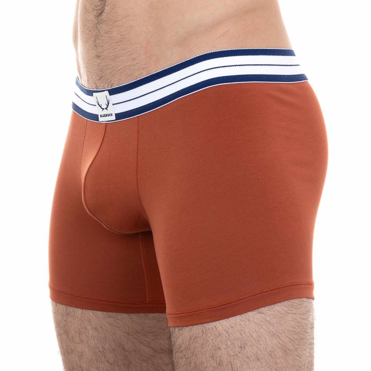 Boxer long homme rouge brique en coton bio - BLUEBUCK