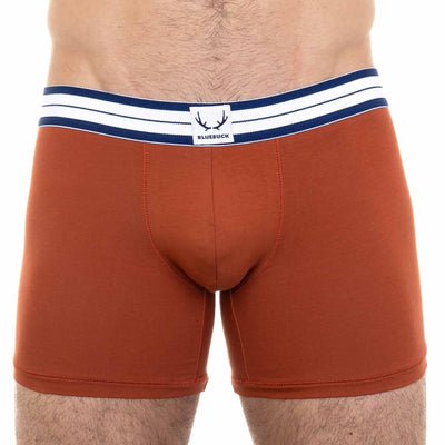 Boxer long homme rouge brique en coton bio - BLUEBUCK