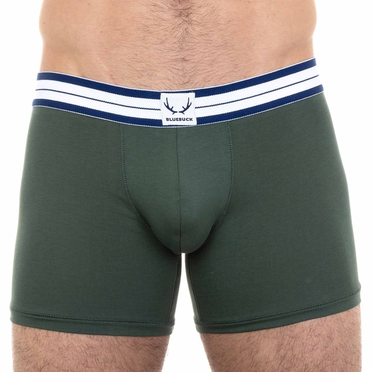 Boxer long homme vert foncé en coton bio - BLUEBUCK