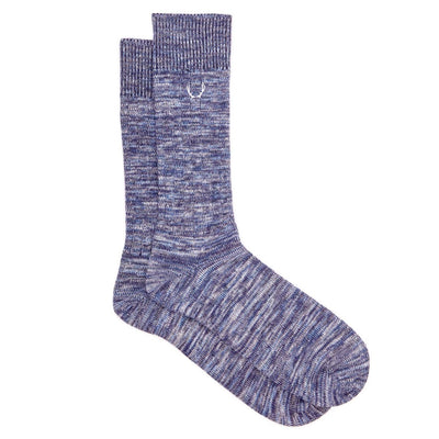 Chaussettes homme bleu et gris chiné en coton bio - BLUEBUCK