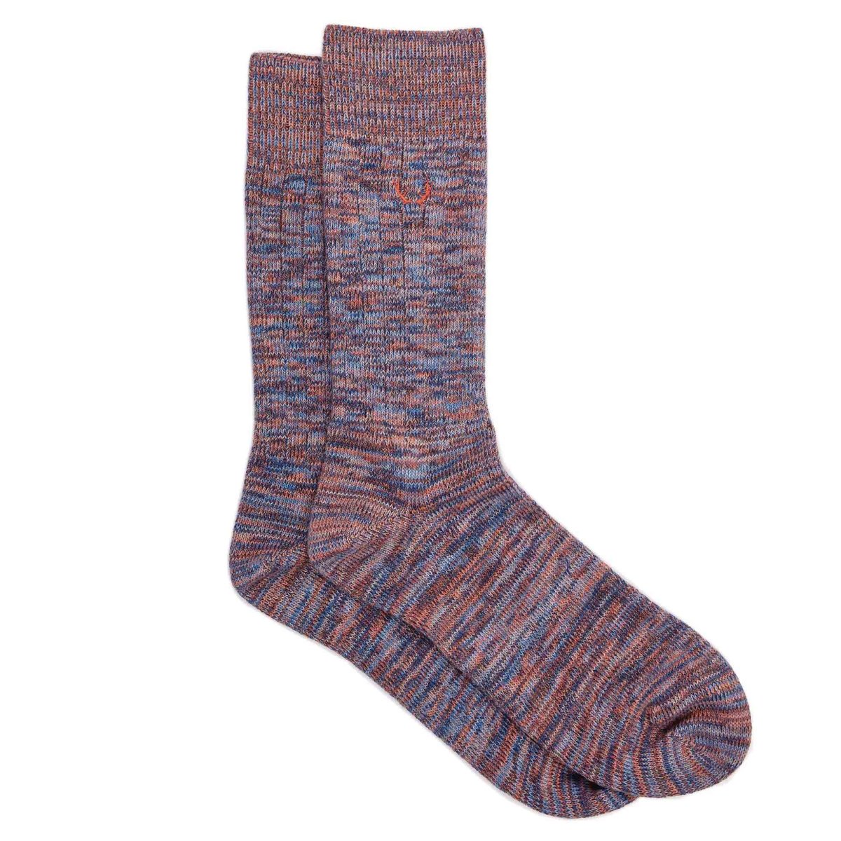 Chaussettes homme bleu et orange chiné en coton bio - BLUEBUCK