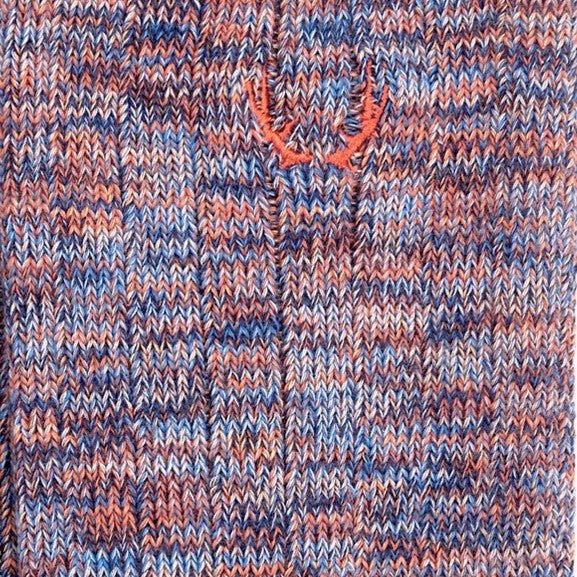 Chaussettes homme bleu et orange chiné en coton bio - BLUEBUCK