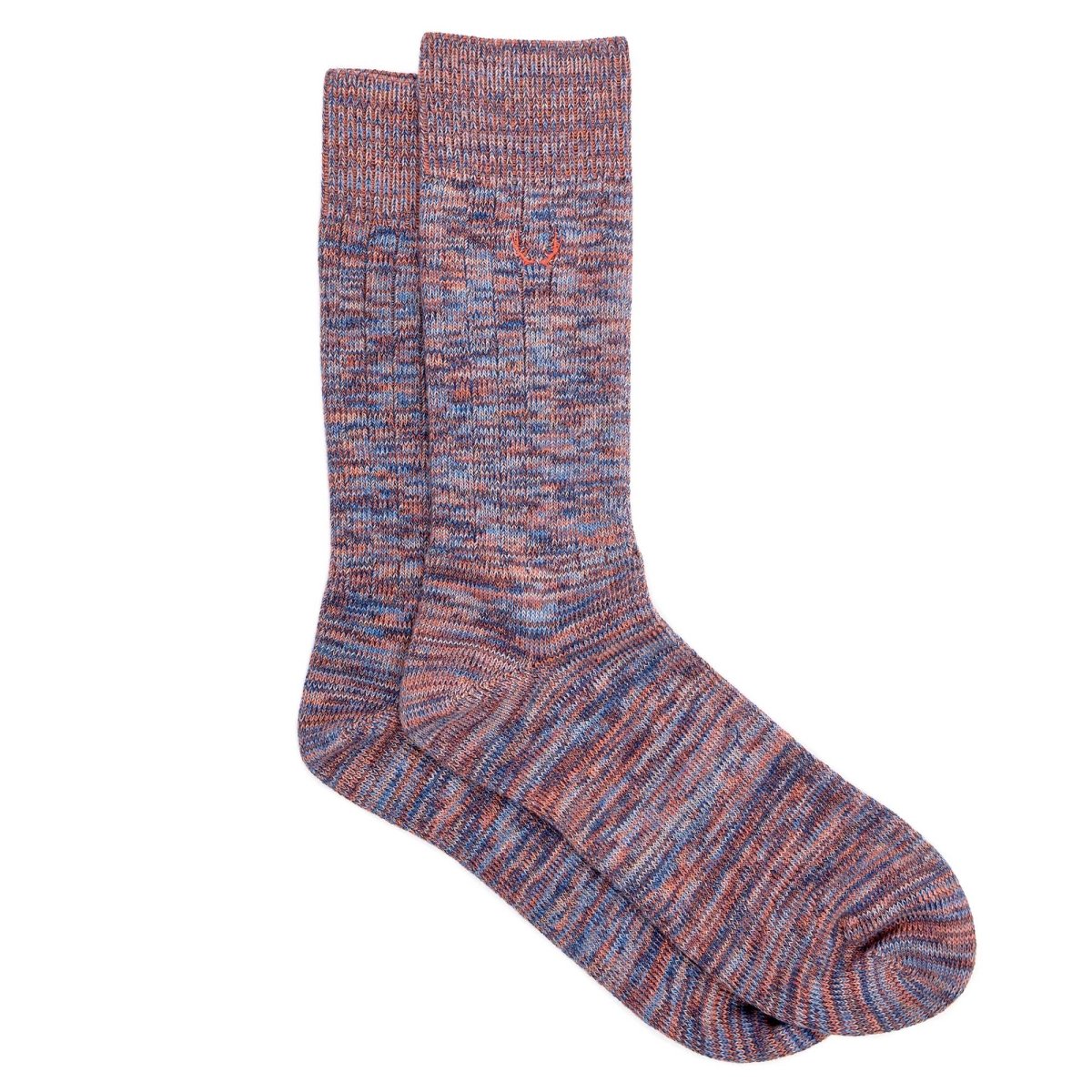 Chaussettes homme bleu et orange chiné en coton bio - BLUEBUCK