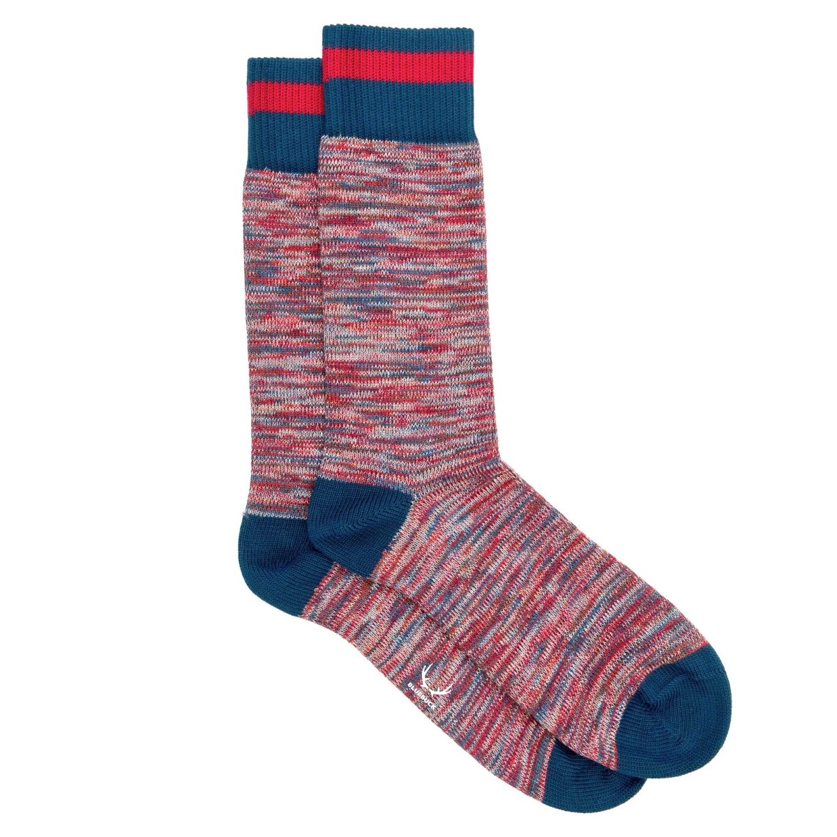 Chaussettes homme bleu et rouge en coton bio - BLUEBUCK