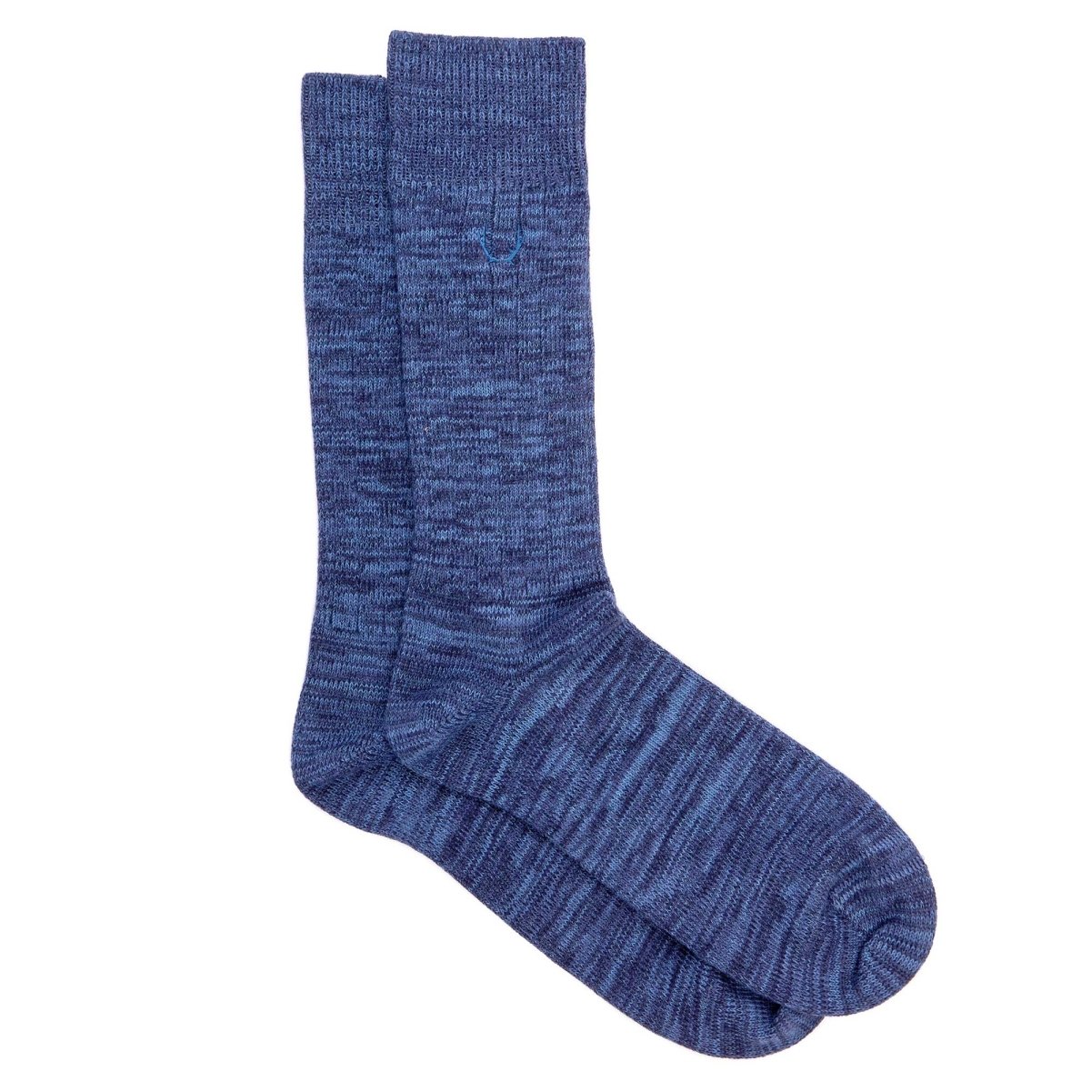 Chaussettes homme bleu marine chiné en coton bio - BLUEBUCK