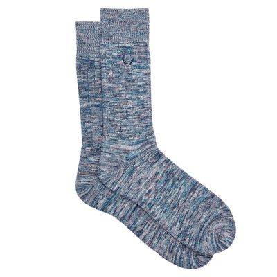 Chaussettes homme bleu vert et gris chiné en coton bio - BLUEBUCK