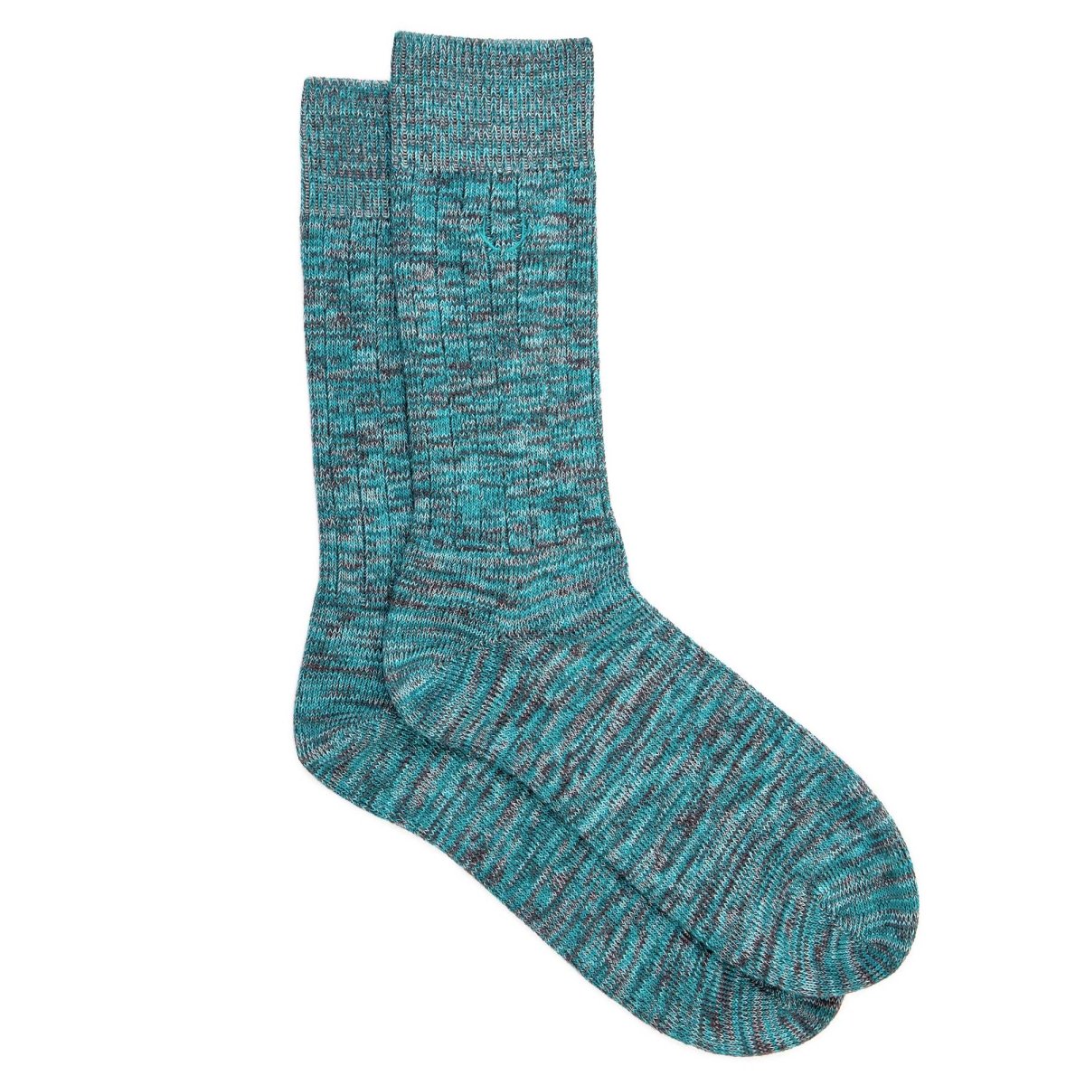 Chaussettes homme turquoise et gris chiné en coton bio - BLUEBUCK