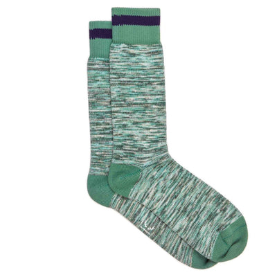 Chaussettes homme vertes rayure bleu marine en coton bio - BLUEBUCK