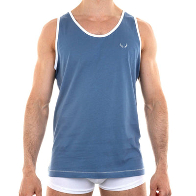 Débardeur homme bleu lune en coton bio - BLUEBUCK