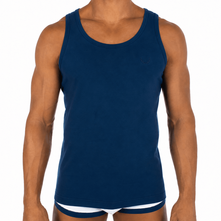 Débardeur homme bleu marine en coton bio - BLUEBUCK