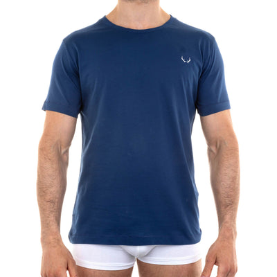 T-Shirt mit Rundhalsausschnitt in Marineblau