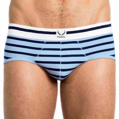 Slip homme bleu arctique en coton bio - rayures bleu marine - BLUEBUCK