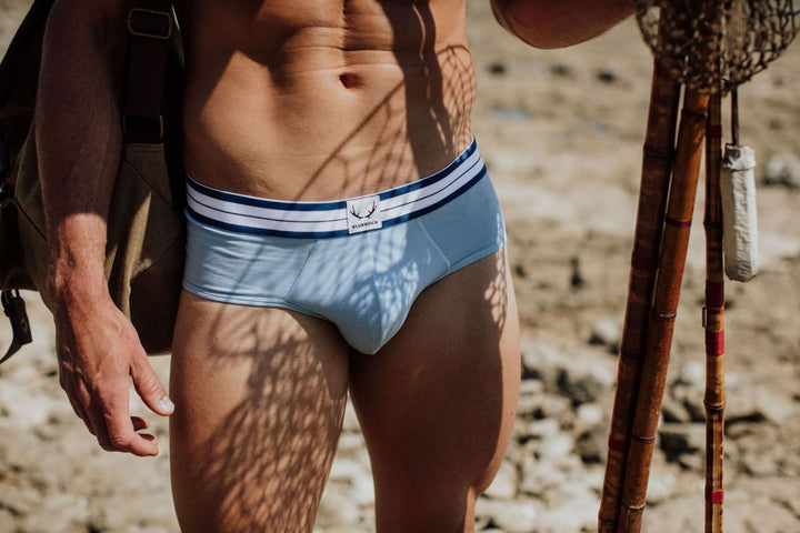 Slip homme bleu glace en coton bio - BLUEBUCK
