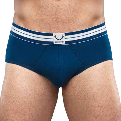 Slip homme bleu marine en coton bio - coutures bleues - BLUEBUCK