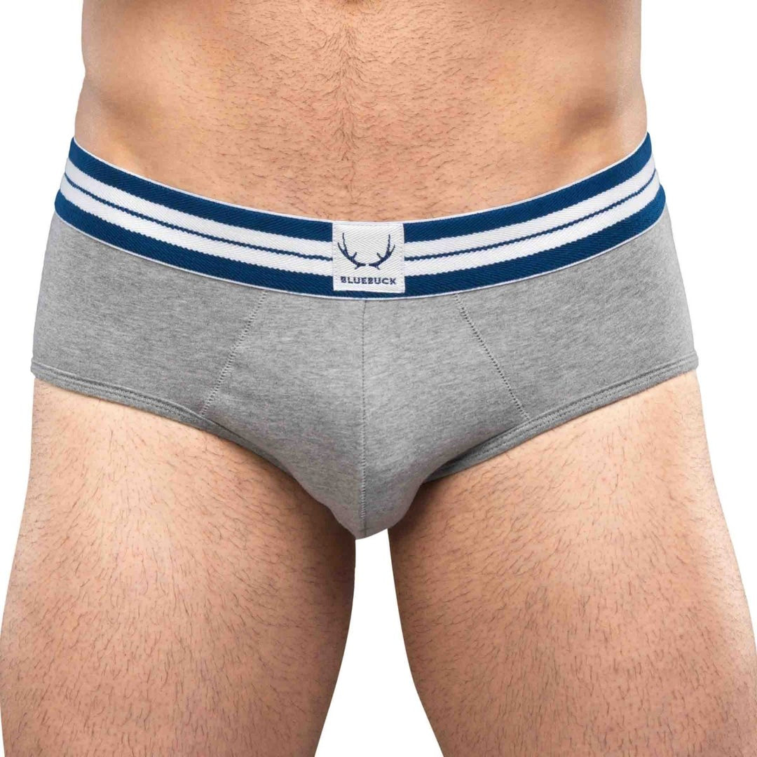 Slip homme gris en coton bio - coutures grises - BLUEBUCK