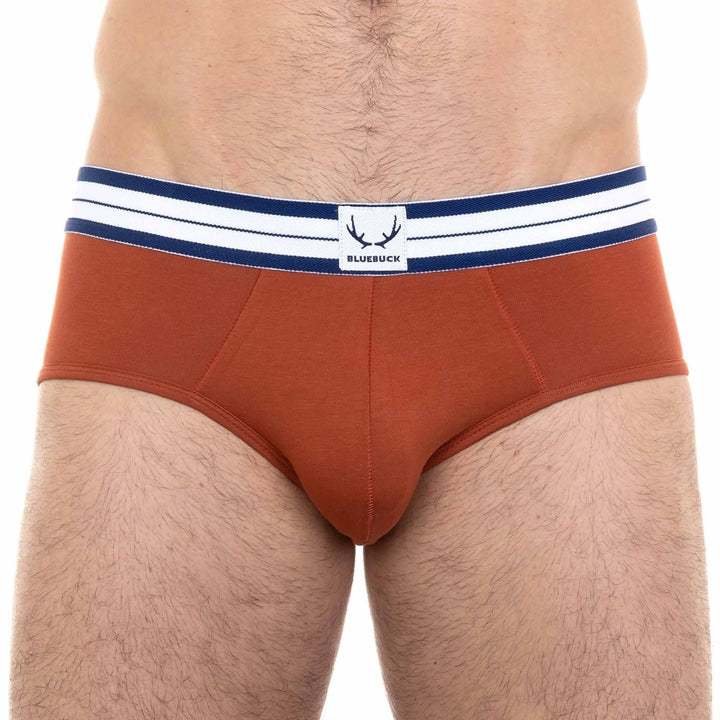 Slip homme rouge brique en coton bio - BLUEBUCK