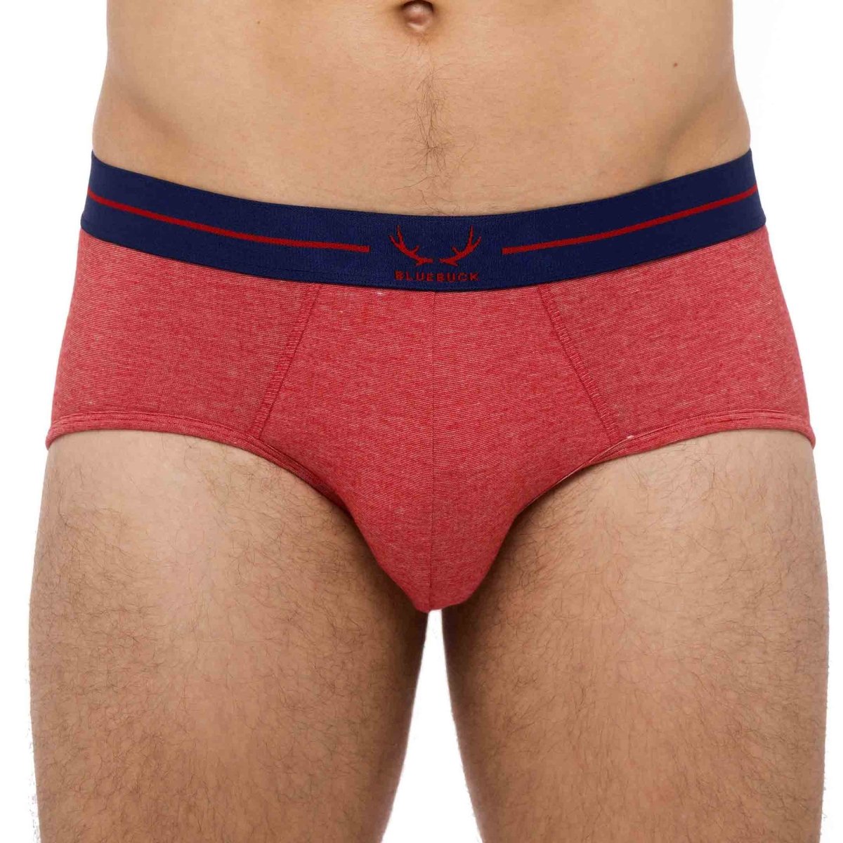 Slip homme rouge chiné en coton bio - BLUEBUCK