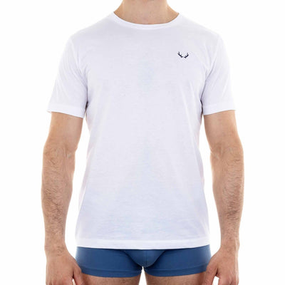 T-shirt homme col rond blanc en coton bio - BLUEBUCK