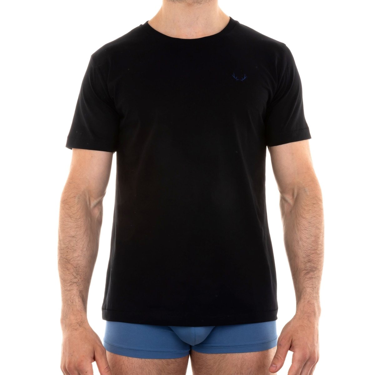 T - shirt homme col rond noir en coton bio - BLUEBUCK