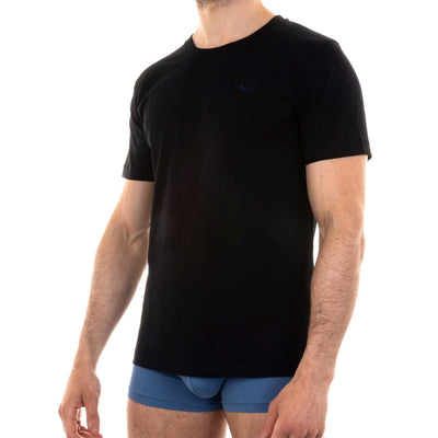 T - shirt homme col rond noir en coton bio - BLUEBUCK