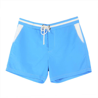 Light blue recycled swim shorts for men