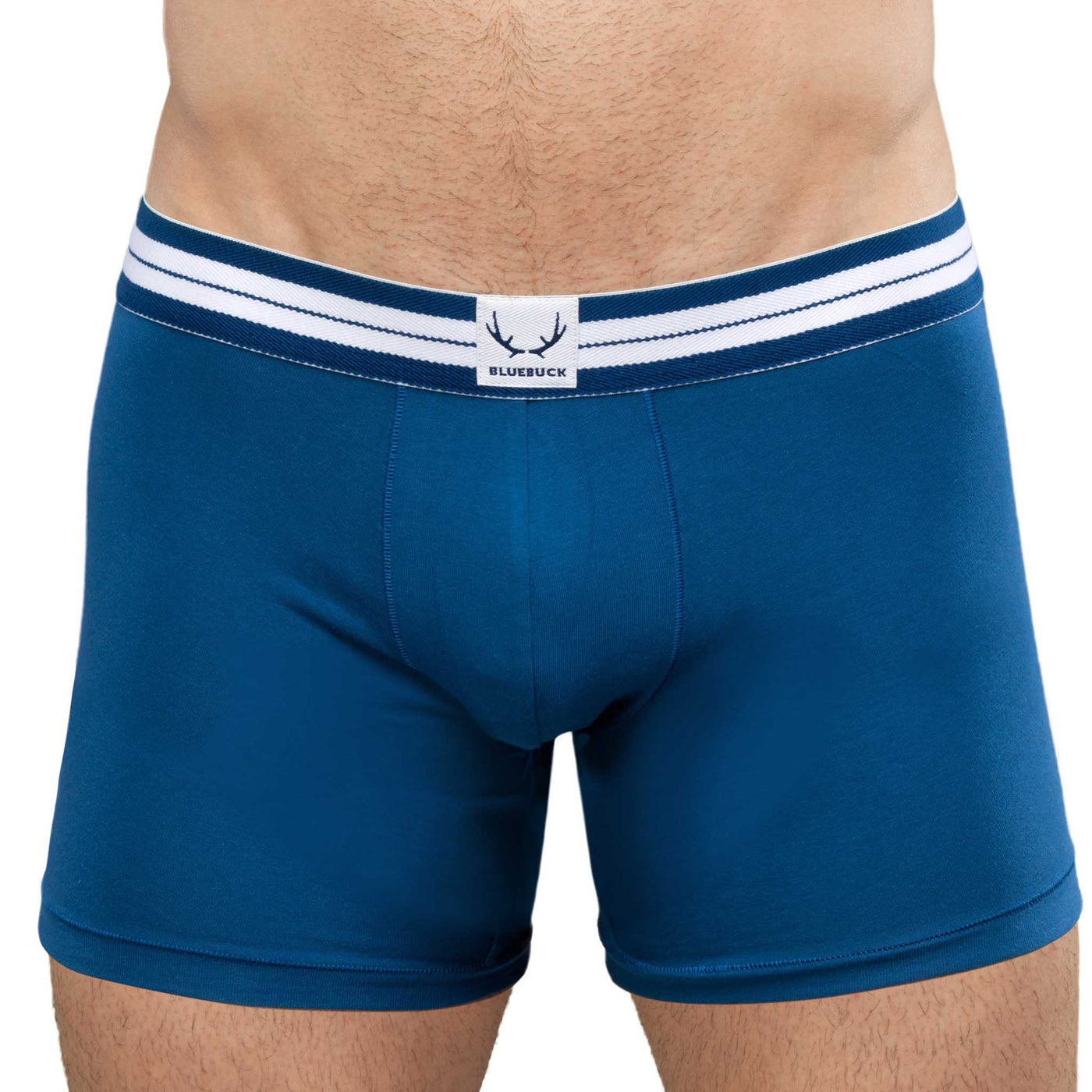 Navy blue boxer brief for men in organic cotton