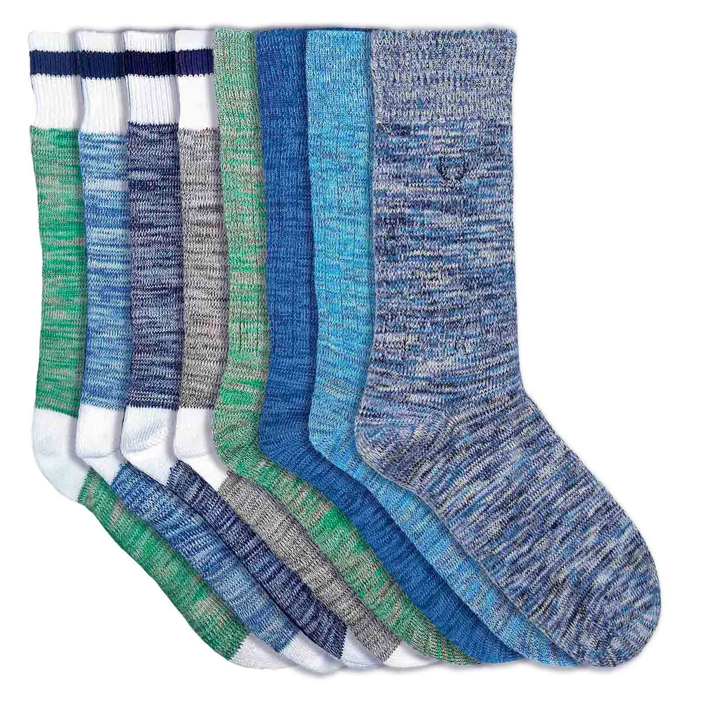 8 paires de chaussettes homme en coton bio bleu ou vert chiné